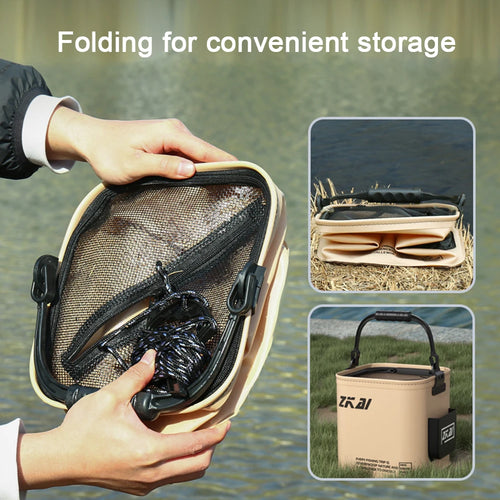 Foldable Fishing Bucket Outdoor Sturdy Hand Carry Fish Bucket