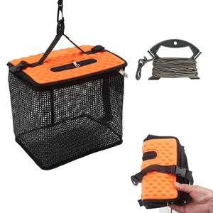 Floating Fish Basket for Caught Fish Foldable Fishing Holder